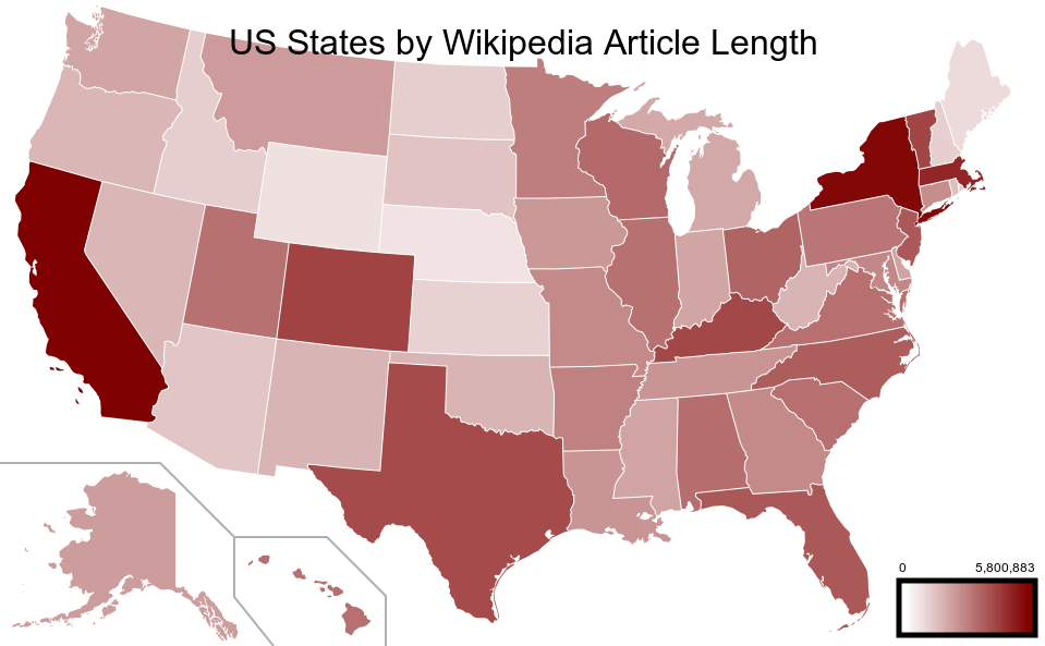 United States by Wikipedia Article Length